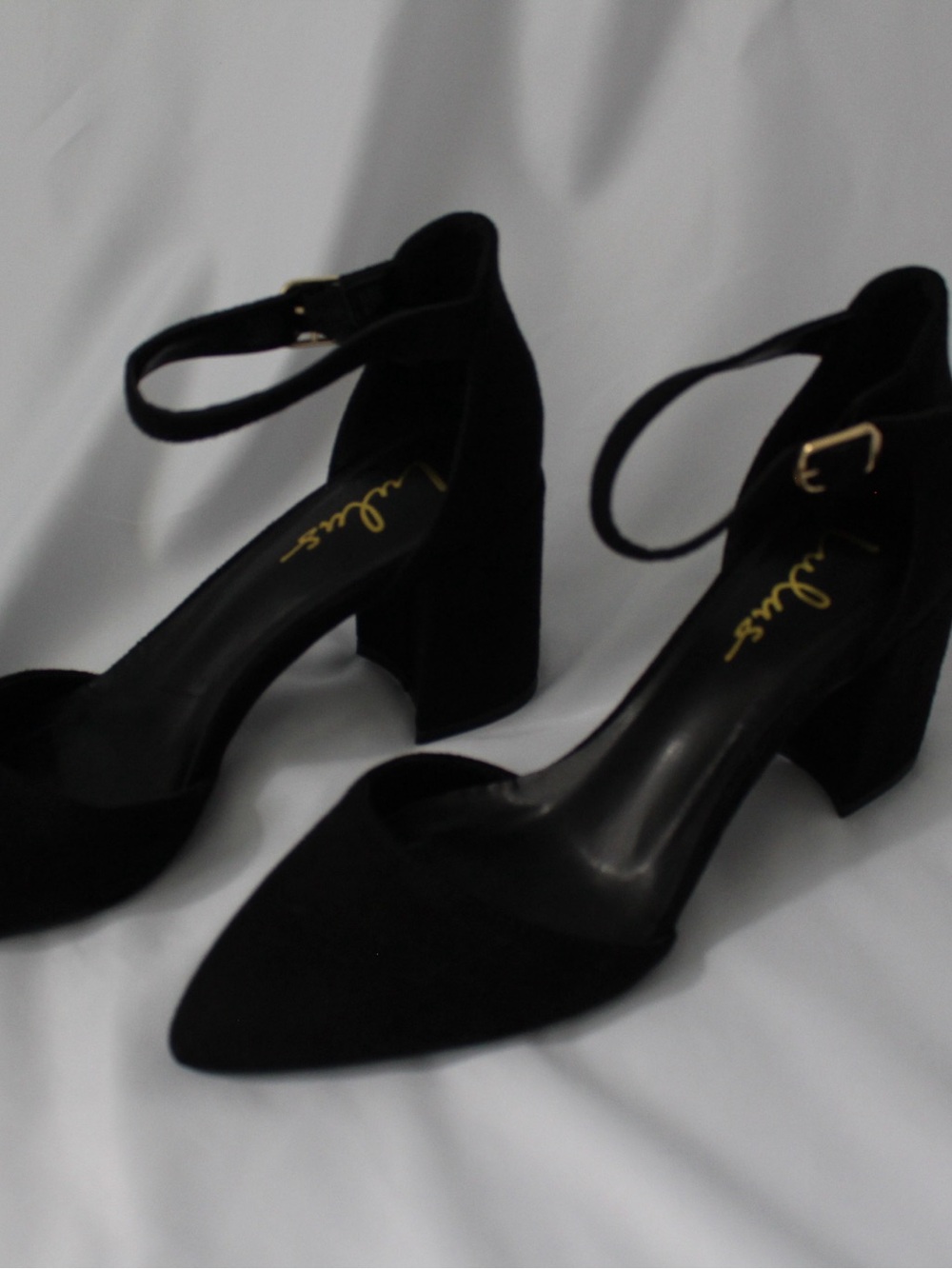 Lulus Black Pointed Toe Ankle Strap Block Heels - Picture 5 of 7